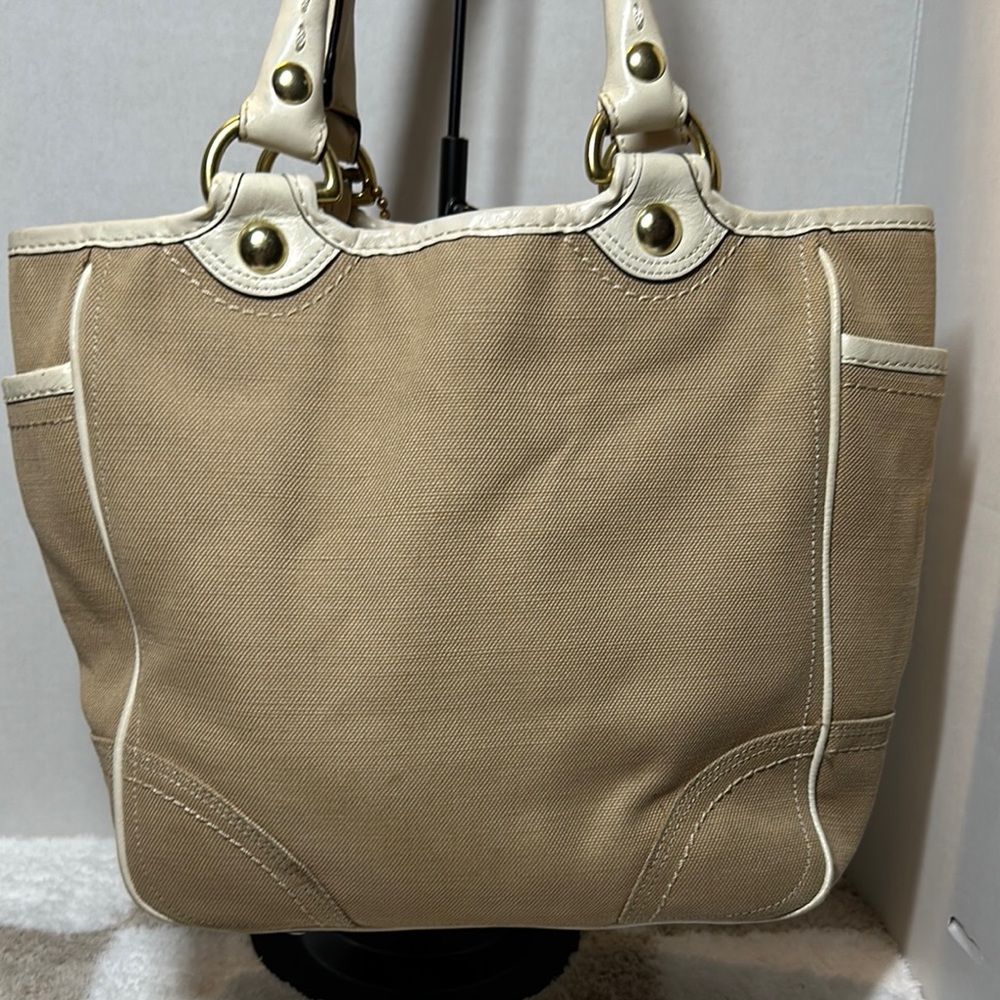Coach 2007 Heritage Stripe Canvas and Leather Tote - Picture 2 of 12